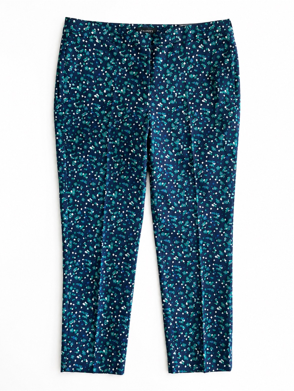 Talbots Chatham Ankle Pants Slim Leg Navy Blue Green Floral Size 12